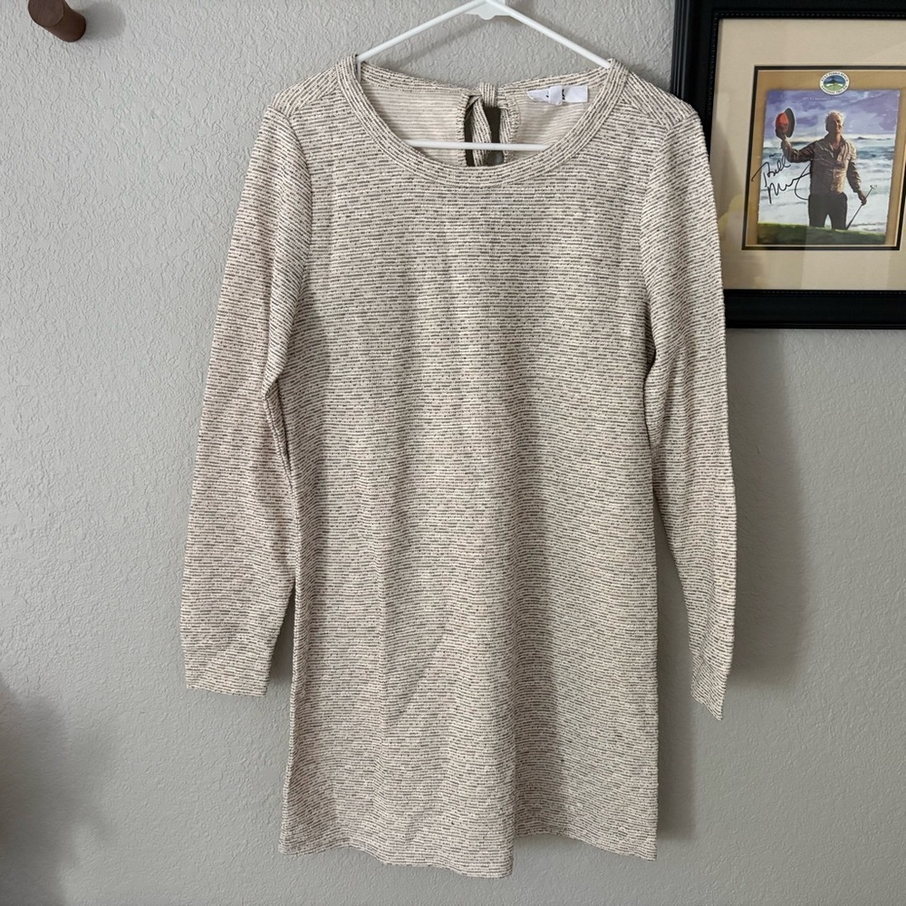 Jack By BB Dakota So Magnetic Dress Tie Back Long Sleeve Silver/Cream